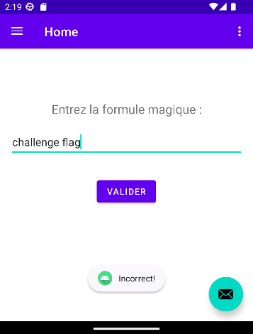 The challenge application running into the Android emulator